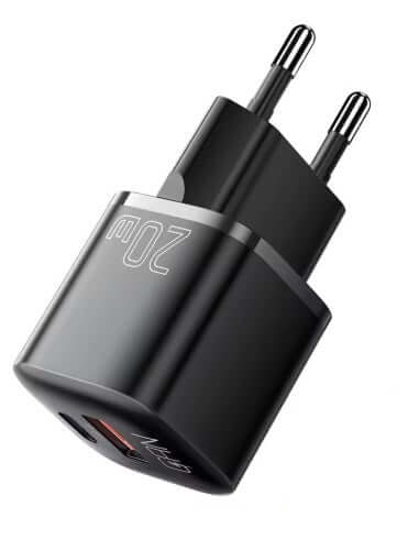 Charger Universal charger USB-A + USB-C, Black 20W - Shuko (EU plug) - 2-pack.