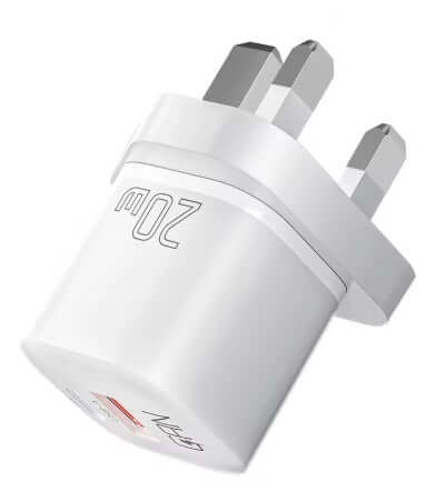Charger Universal Charger USB-A + USB-C, White 20W Type G UK Plug for compact power