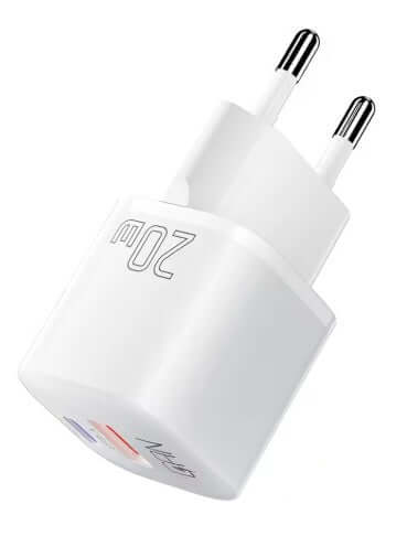 Universal charger USB-A + USB-C, White 20W - Schuko (EU Plug) - 2-pack, compact charger.