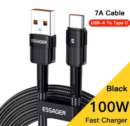 Universal Charging Cable 100W USB-A to USB-C - Black, 3.0m for fast charging and reliable connections.