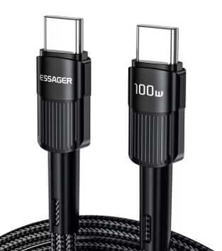 Universal Charging Cable 100W USB-C to USB-C - Black with focus on Charging Cable features.