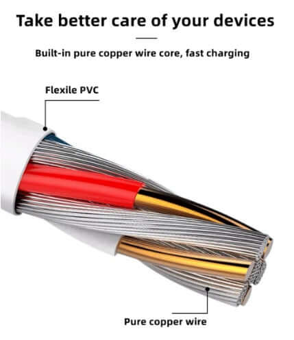Close-up of a Universal Magnetic Charging Cable showing the pure copper wire core and flexible PVC for fast charging.