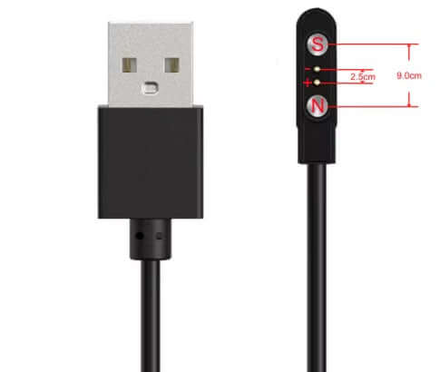 Universal magnetic charging cable - Black, USB-A, 2.5-9.0mm 2 pin, perfect for multiple device charging.