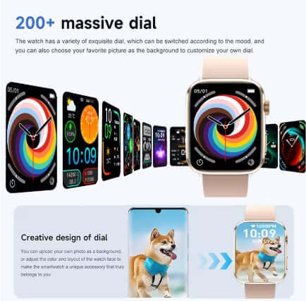 Xiaomi Series 10 Smart Watch showcasing 200+ customizable watch dials with colorful designs and a sleek interface.