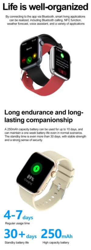 Xiaomi Series 10 Smart Watch showcasing features like Bluetooth connectivity and long-lasting battery life.