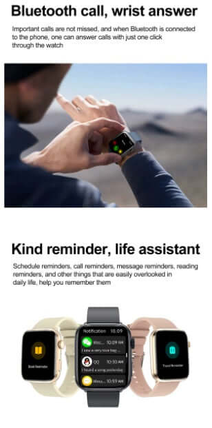 Xiaomi Series 10 Smart Watch showcasing Bluetooth call feature and reminders on HD touchscreen.