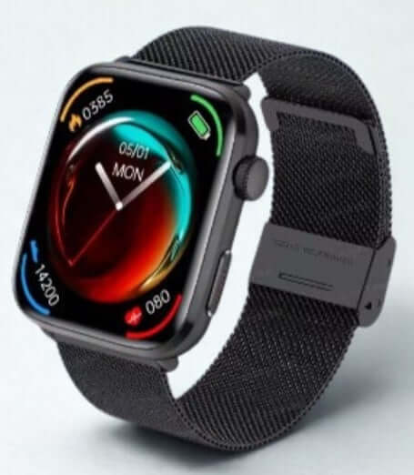 Xiaomi Series 10 Smart Watch with black case and textile strap displaying health metrics on HD touchscreen.
